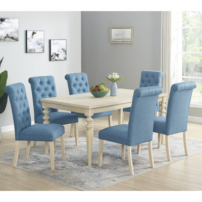 Ensemble de table de salle à manger 7 pièces avec chaises rembourrées confortables, idéal pour les salles à manger compactes et les décors modernes