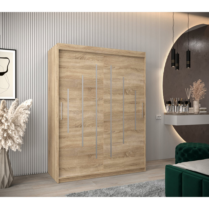 Abdelkrim 2 Door Manufactured Wood Wardrobe, Sonoma Oak