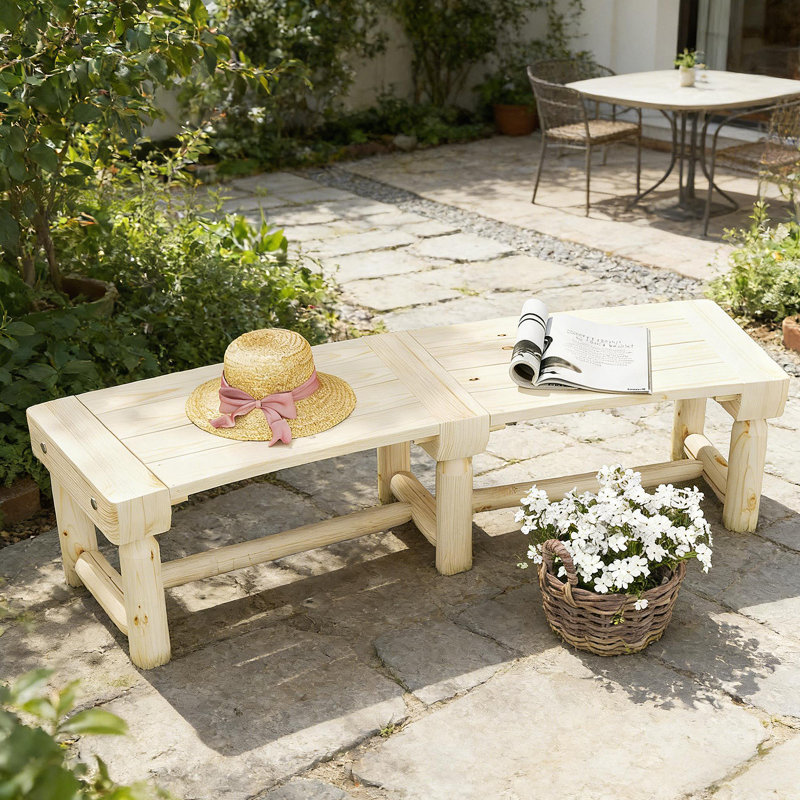 Banc d'extérieur semi-circulaire rond, banc de jardin en bois