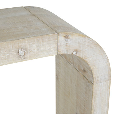 Console de 52 po en bois avec bord incurvé, texture naturelle, parfaite pour les vestibules et les salons
