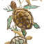 Décoration murale d'extérieur en forme de tortue de mer en métal 44 pouces avec finition multicolore pour une utilisation intérieure et extérieure