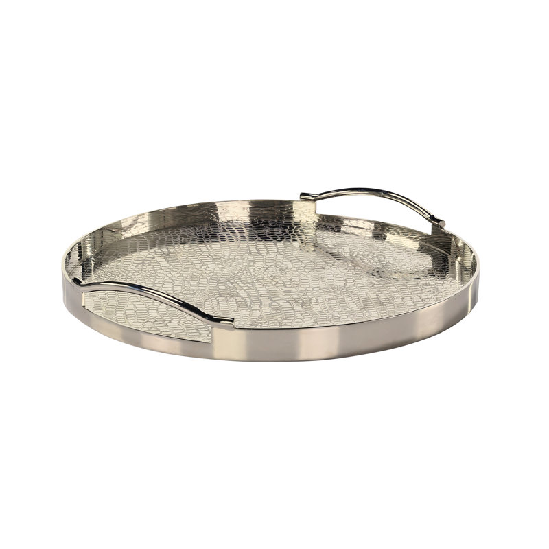 Petit plateau argenté, Rond, L 26 po x P 26 po x H 3,5 po