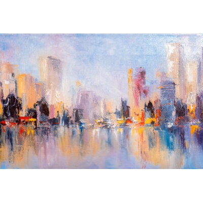 Skyline City View - Wrapped Canvas Painting