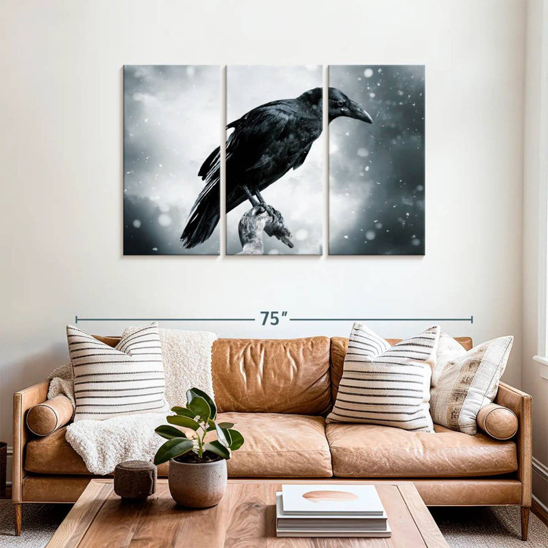 Brampt Black Raven Bird, 36" H x 57" W