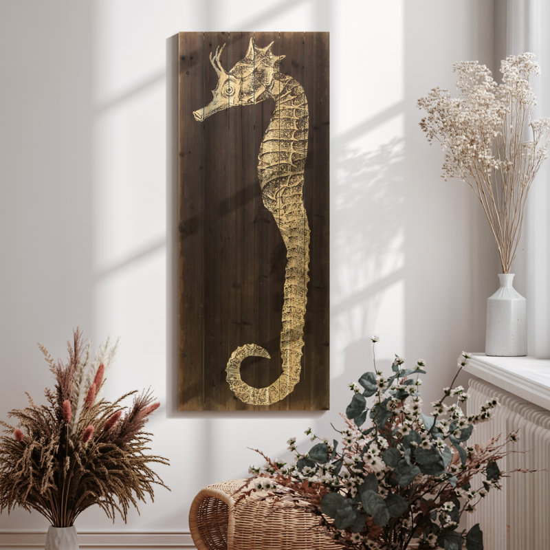 « hippocampe b », impression sur bois