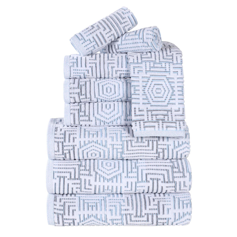 Ingry 100% Cotton Midweight Jacquard Mulit-Size Set, Blue