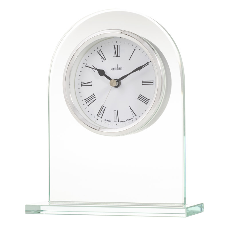 Roman Numeral Metal Quartz movement / Crystal Tabletop Clock in Chrome