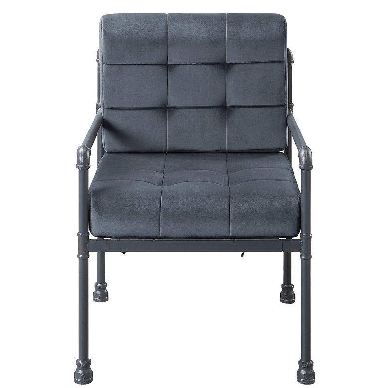 Fauteuil d'appoint gris et gris à dossier coussiné