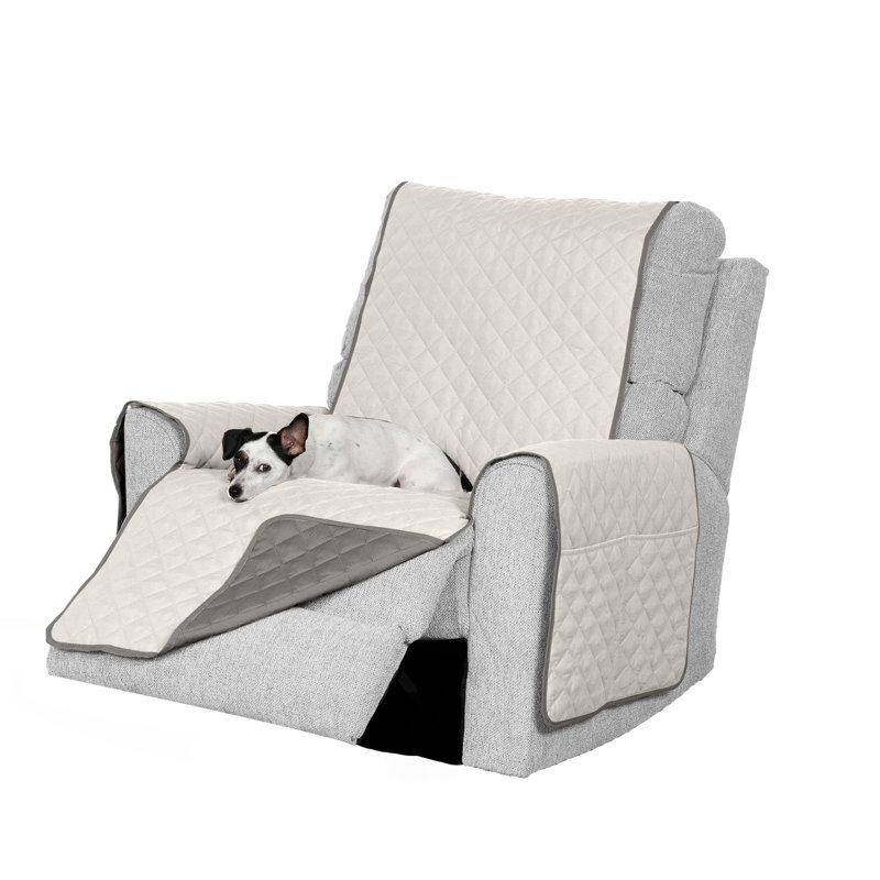 Gray and Mist Quilted Reversible Recliner Chair Cover
