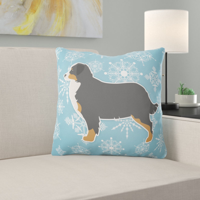 Coussin intérieur/extérieur en flocons d’hiver, H 18 po x l 18 po x P 3 po