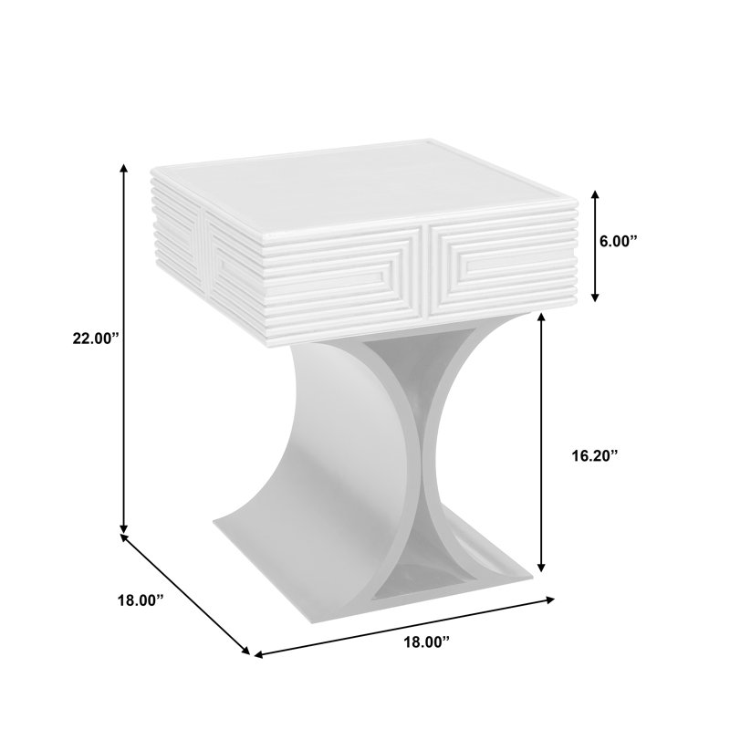 Square Black and Gold Geometric Wood Spot Table