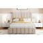 Lit tapissier beige avec rangement hydraulique efficace
