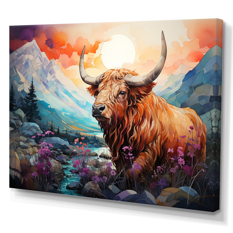 Yak Pastel Wilderness Territory sur toile, H 30 po x l 40 po x P 1,5 po, Toile tendue