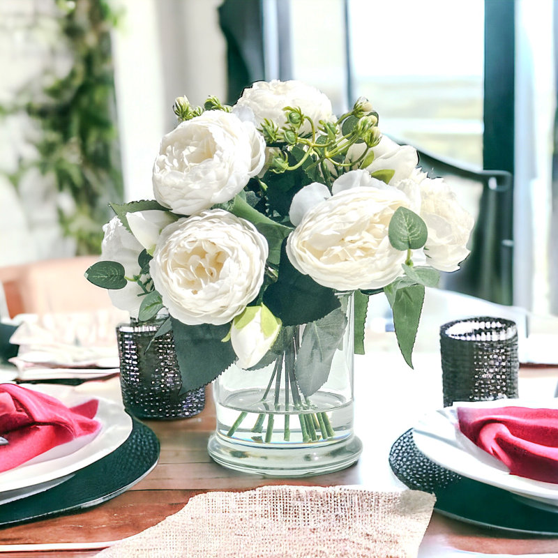 Silk Peony Arrangement in Vase