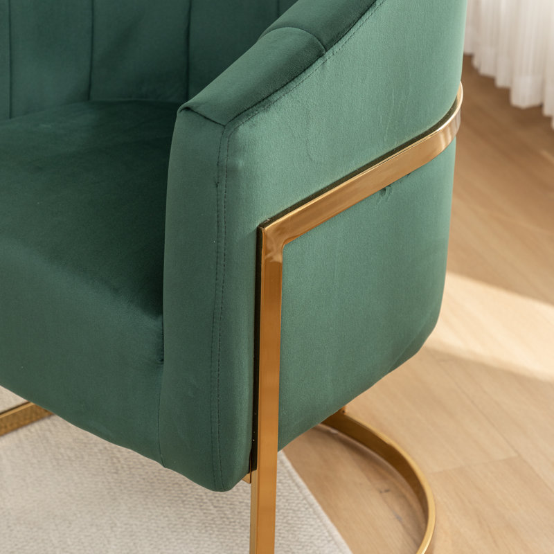 Chaises de salle à manger rembourrées en velours 19 po Sistrunk, 6, Vert
