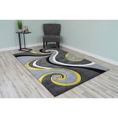 Tapis abstrait gris / jaune Mccampbell