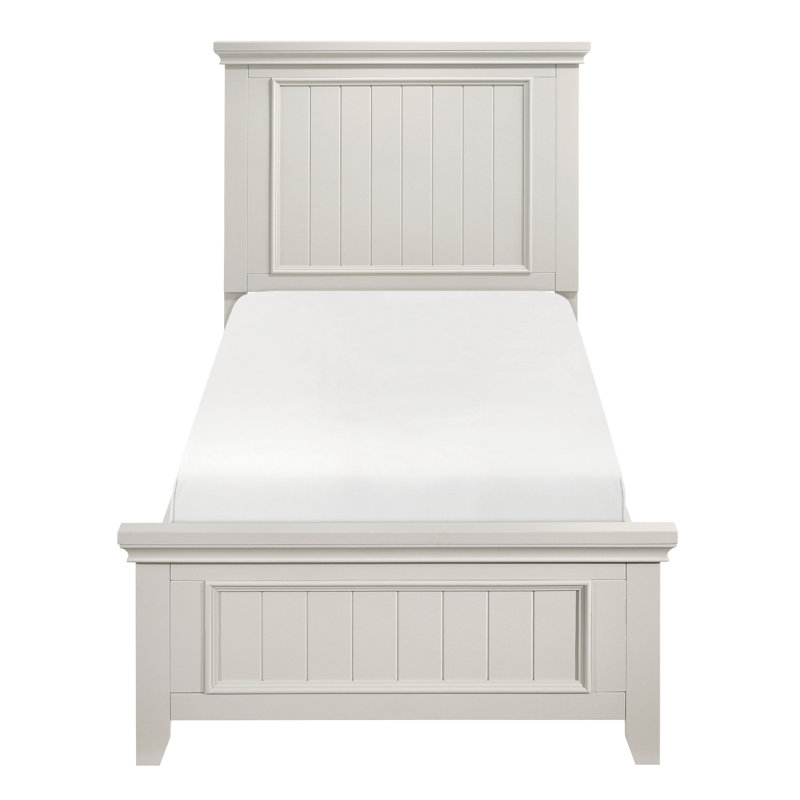 Lit simple pour chambre à coucher de style blanc - meubles en bois avec tête de lit et rails nécessitant un panneau de sommier à finition peinte