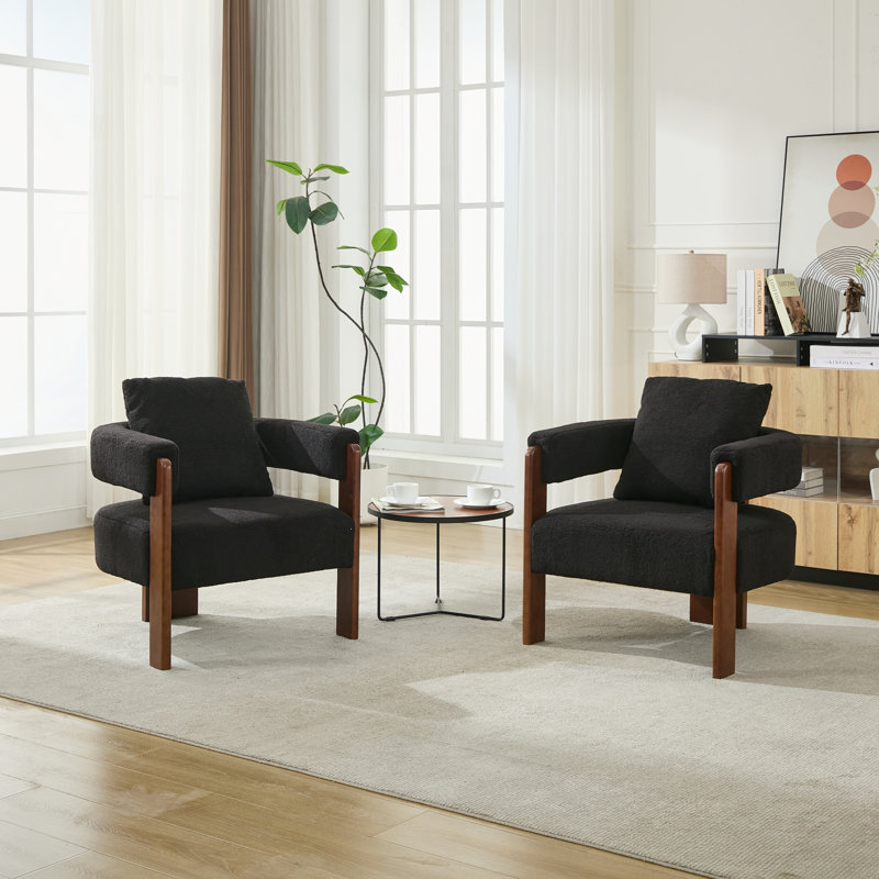 Upholstered 3-Legs Accent Chair, Black