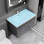 Meuble-lavabo 32 po avec lavabo en céramique et porte d'armoire à fermeture en douceur, fixation murale flottante, bonde escamotable, siphon inclus (sans robinet), K2 - incluant A +-77443012-77443015