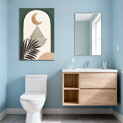 Abstract Moon Triangle Leaf Arch Design Canvas Art