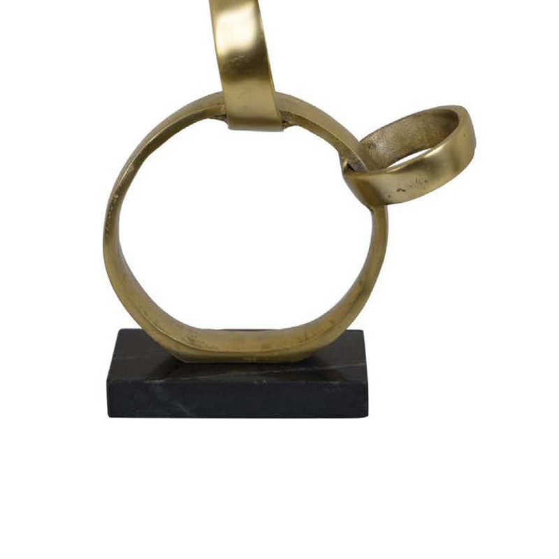 Lo Abstract Interlinked Ring Sculpture, Solid Base, Metal, Gold/Black