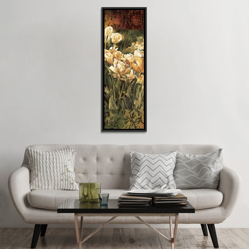 « summer jardin i », reproduction d’impression sur toile tendue, H 36 po x l 12 po x P 1,5 po, Toile avec cadre noir