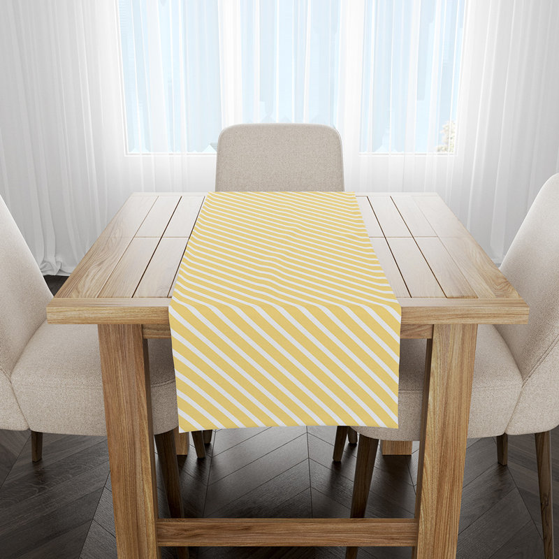 Aledo Striped Table Runner, Yellow/White