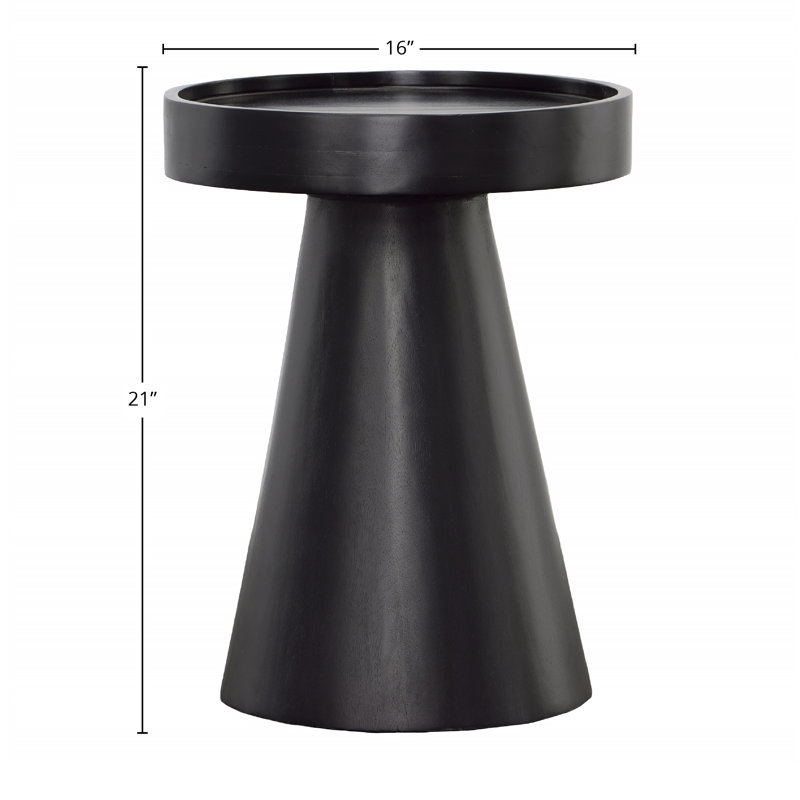Blandon 16" Round Mango Wood End Table, Black