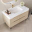 Meuble-lavabo moderne de 35,4 po avec lavabo sous comptoir, plateau en pierre frittée, bois massif multicouche imperméable, rangement à 4 tiroirs, autoportant / mural
