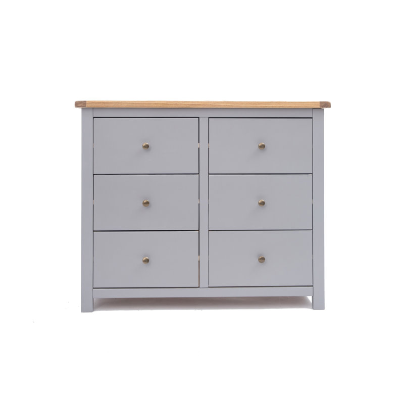 Millport 110cm W 6 - Drawer Chest of Drawers, Grey/Gold