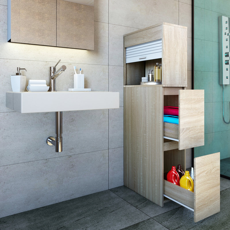 Anfernee Bathroom Cabinet, Brown oak