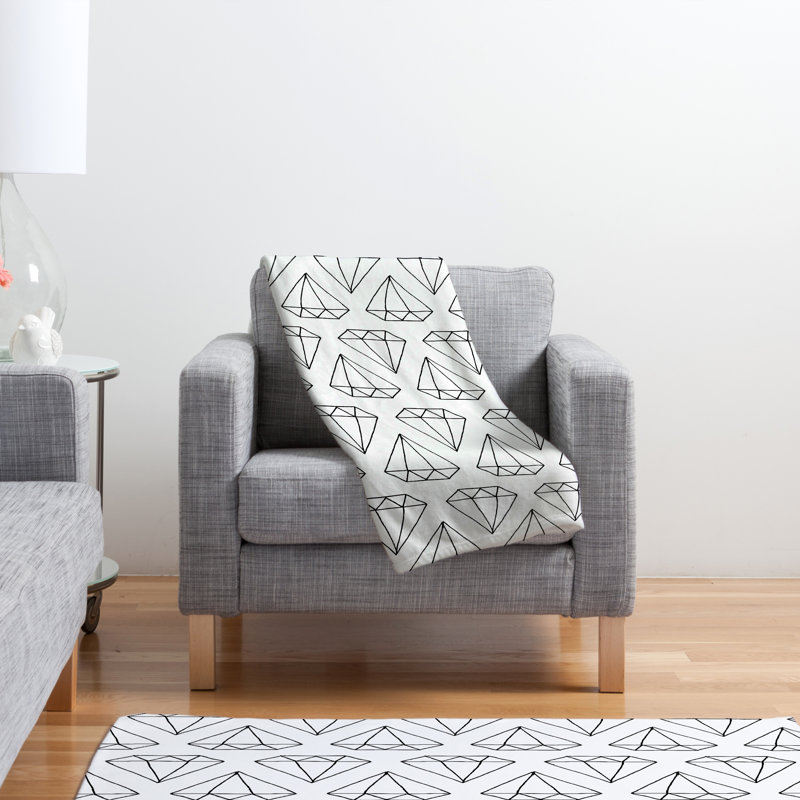 Wesley Bird Throw Blanket, White Diamond Print, Large