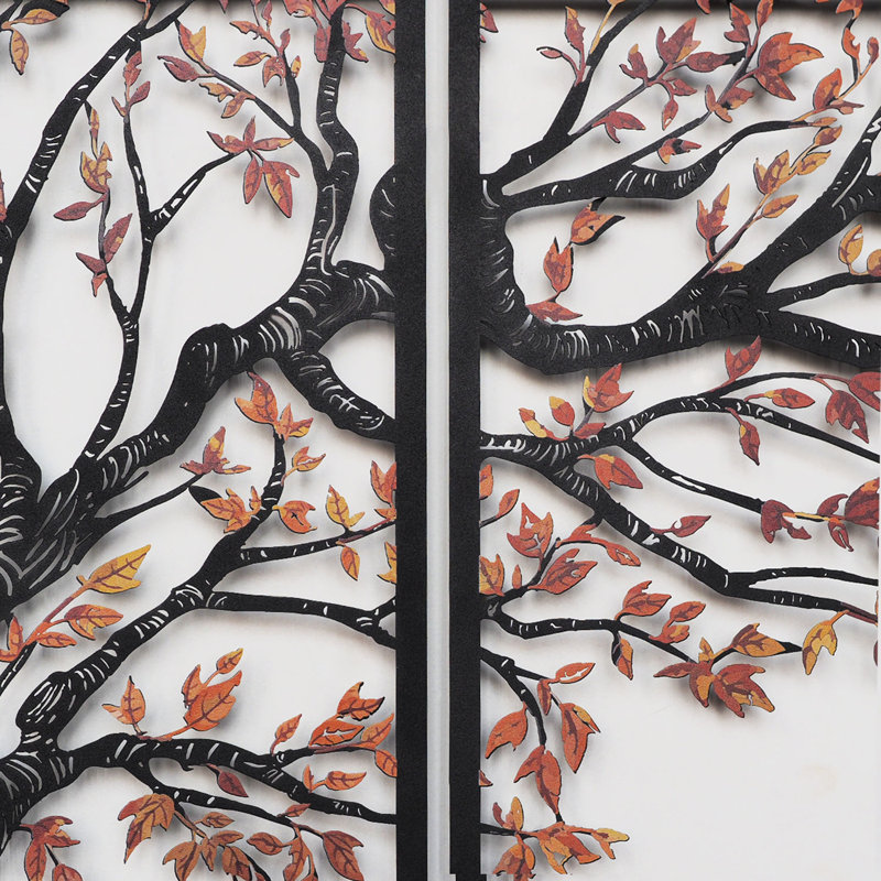 Ensemble de 4 pièces d'art mural en métal Seasons 'Vibes, Automne, H 27 po x l 59 po x P 1 po