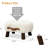 Small Curved Foot Stool with Handle, Beige Velvet Footstool and Ottomans