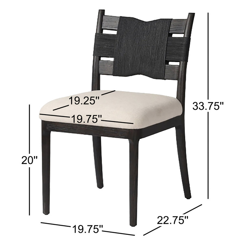 Tova Upholstered Dining Chair, Distressed Black Oak/Black Paper Cord