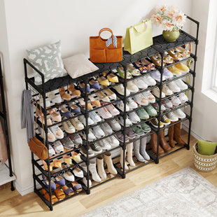 Simplify Grey Metal Shoe Rack, 10 Tier Shoe Storage Organizer, Holds 50  Pairs of Shoes, Freestanding Shoe Shelf, 59.5-in H x 36.6-in W x 11.8-in D  in the Shoe Storage department at