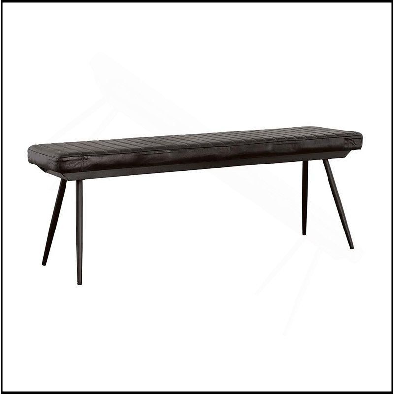 Banc à coussins espresso et capitonné noir
