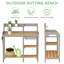 Wooden Outdoor Potting Bench with Sink, Garden Workstation Table with Open Shelves for Patio, Backyard & Garden