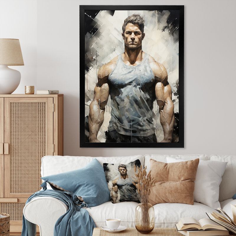 Tristyn - Musculation physique ciselée sur toile, Cadre photo noir, H 32 po x l 16 po x P 1 po