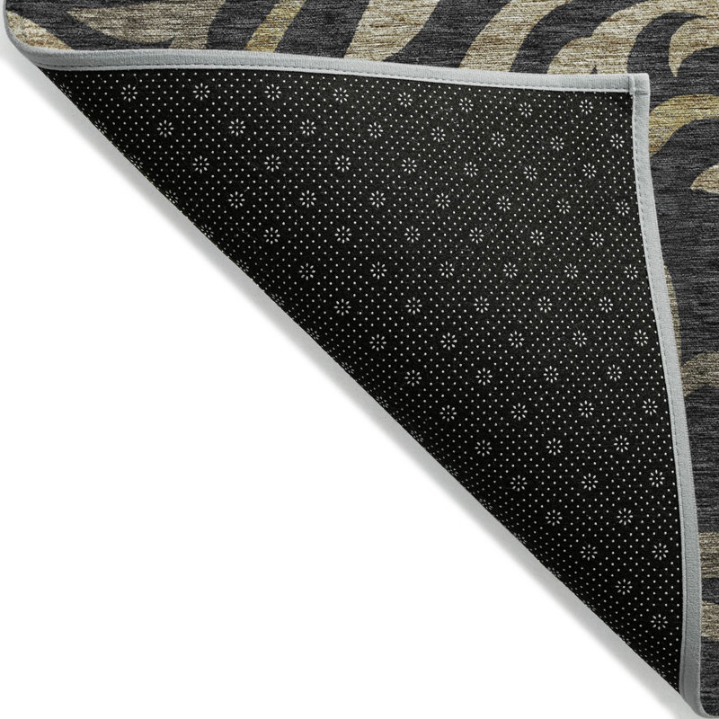 Tapis noir en polyester tissé à la machine Fritch, Rectangle 9 pi x 12 pi
