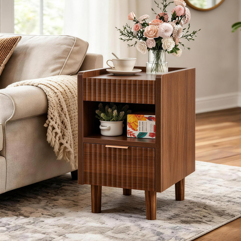 Table de chevet en noyer brun, Walnut