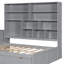 Lit de jour en bois avec trois tiroirs, bureau, tablettes et lumières-815039979