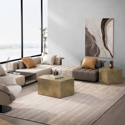 Irregular  Nesting Coffee Table Set, Geometric Coffee Table Set, (Set of 2 Pieces)