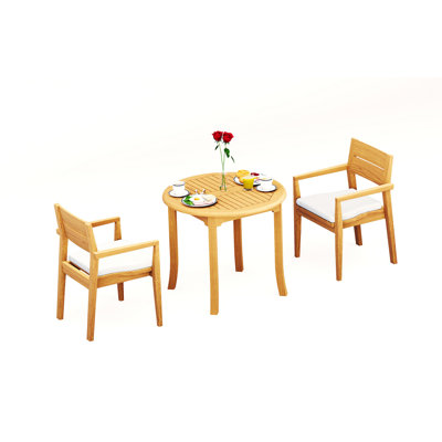 Vellore 2 - Person Teak Wood Patio Dining Set with Round Table