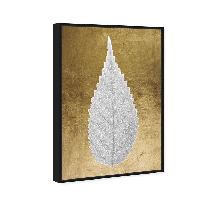 " Leaf In Gold II ", Black Framed Canvas, 30" H x 20" W