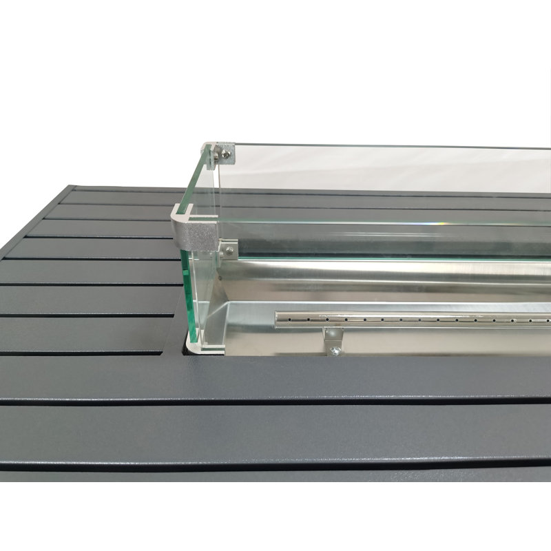 Table de foyer d'extérieur au propane en acier Vannida, gris, H 24 po x l 42 po x P 20 po
