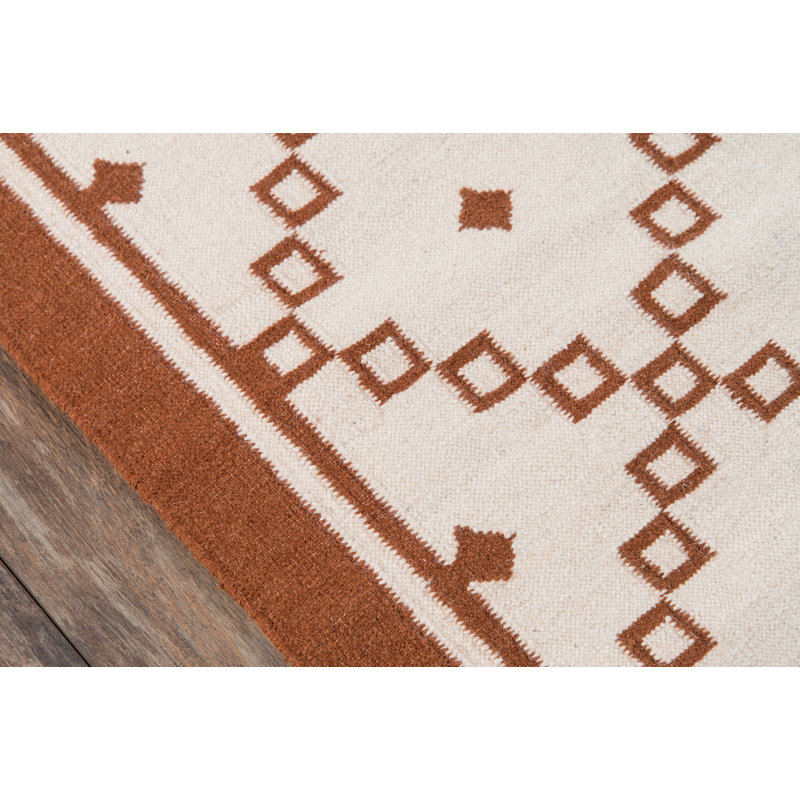 Thompson Wool Geometric Area Rug in Brown, Rectangle 7'6" x 9'6"