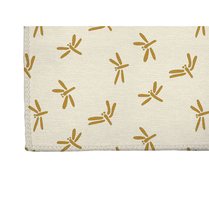 Tapis de bureau décoratif léger libellule, L 60 po x P 36 po, Ocre doré