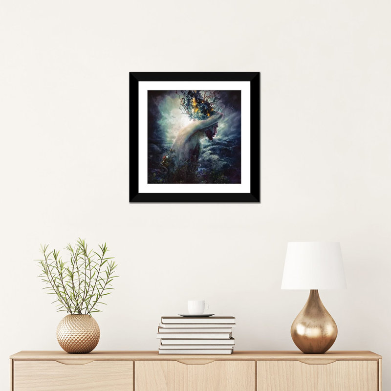 «Charade», impression sur toile, Papier d'art encadré noir, Blanc, H 16 po x l 16 po x P 1 po