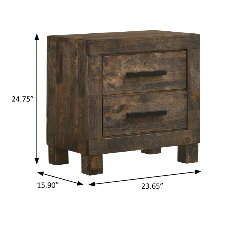 Gurmaan 2-drawer Nightstand Rustic Golden Brown